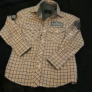 Swiss Cross Plaid Button Down Shirt